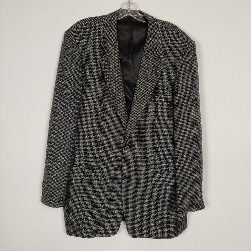 Protocol Men's Blazer Size 42L Black White Tweed Wool Business Casual Old Money